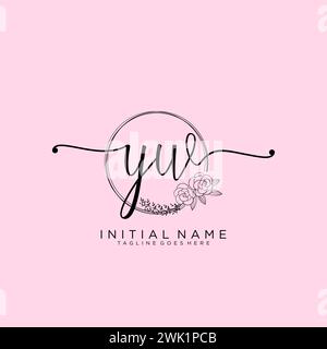 YW Initial handwriting logo with circle Stock Vector
