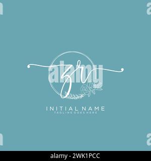 ZR Initial handwriting logo with circle Stock Vector