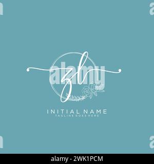 ZL handwriting logo with circle template vector logo of initial ...