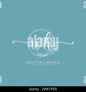WH Initial handwriting logo with circle Stock Vector