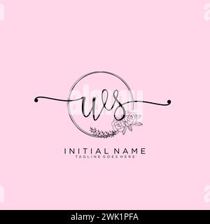 WS Initial handwriting logo with circle Stock Vector