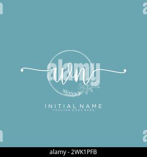 WN Initial handwriting logo with circle Stock Vector