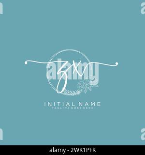 ZX Initial handwriting logo with circle Stock Vector