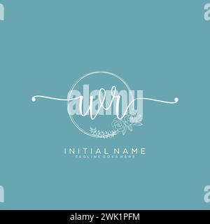 WR Initial handwriting logo with circle Stock Vector