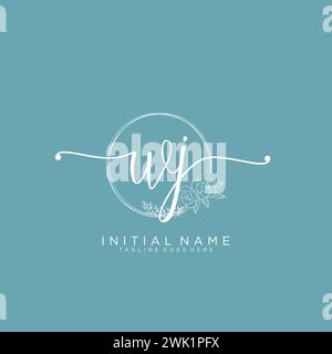 WJ Initial handwriting logo with circle Stock Vector