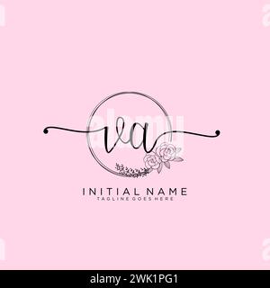 VA Initial handwriting logo with circle Stock Vector