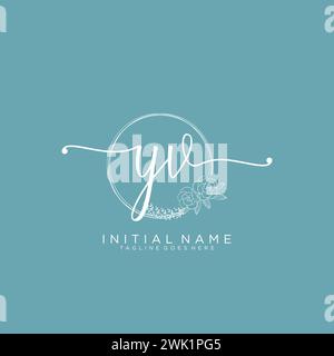 YV Initial handwriting logo with circle Stock Vector