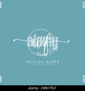 WF Initial handwriting logo with circle Stock Vector