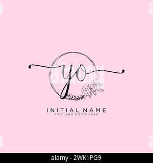 YO Initial handwriting logo with circle Stock Vector