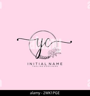 YC Initial handwriting logo with circle Stock Vector
