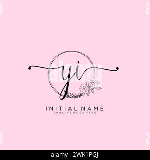 YI Initial handwriting logo with circle Stock Vector