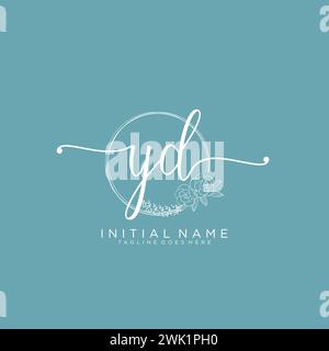 YD Initial handwriting logo with circle Stock Vector