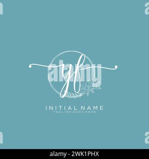 YF Initial handwriting logo with circle Stock Vector