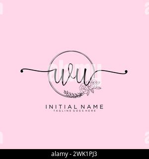 WU Initial handwriting logo with circle Stock Vector