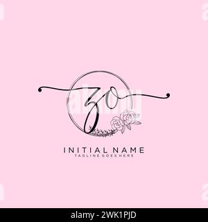 ZO handwriting logo with circle template vector signature, wedding ...