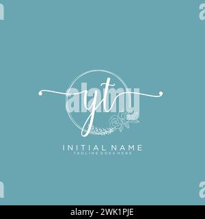 YT Initial handwriting logo with circle Stock Vector