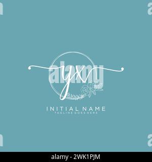 YX Initial handwriting logo with circle Stock Vector