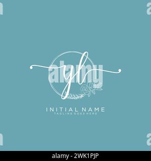YL Initial handwriting logo with circle Stock Vector