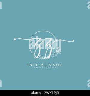 ZZ Initial handwriting logo with circle Stock Vector