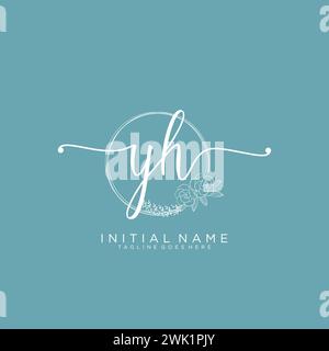YH Initial handwriting logo with circle Stock Vector