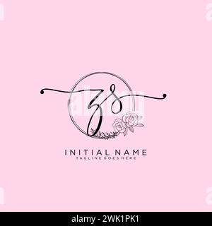 ZS Initial handwriting logo with circle Stock Vector