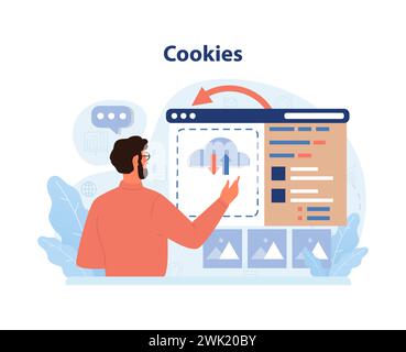 Internet Cookies Technology Illustration with Track Cookie Record of ...
