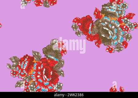 Digital textile floral beautiful background texture colorful seamless all over patterns. Stock Vector
