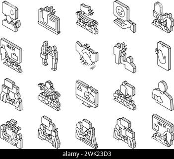 Introduction Speech Collection isometric icons set vector Stock Vector