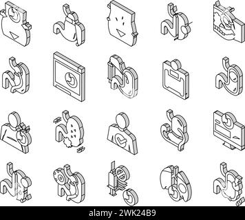 Bariatric Surgery Collection isometric icons set vector Stock Vector