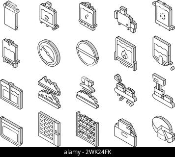 Cheese Production Collection isometric icons set vector Stock Vector