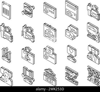 Driving School Lesson Collection isometric icons set vector Stock Vector