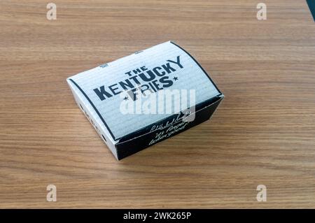 Cubzac-les-Ponts, France - September 5, 2023: Box of KFC Kentucky fries. Stock Photo