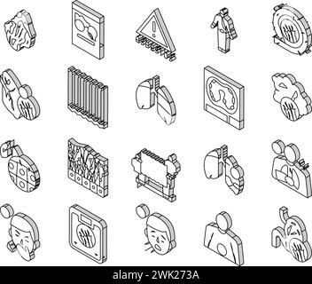 Asbestos Material And Problem isometric icons set vector Stock Vector