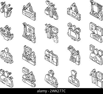 Small Business Worker Occupation isometric icons set vector Stock Vector