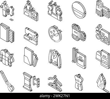 Sew machine icons set. Isometric set of sew machine vector icons ...