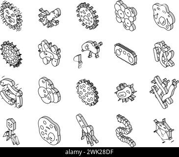 bacteria virus bacterium cell isometric icons set vector Stock Vector