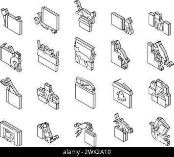 preposition english language isometric icons set vector Stock Vector