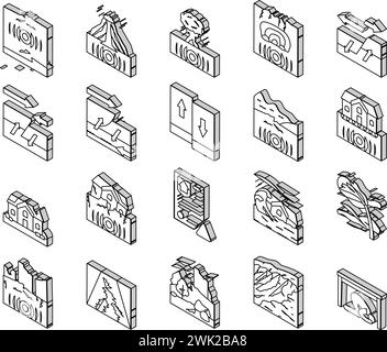 Earthquake Disaster Isometric Icons Set Vector Stock Vector Image & Art ...