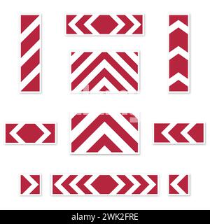 Set of traffic direction signs on white background, front view vector illustration. Stock Vector