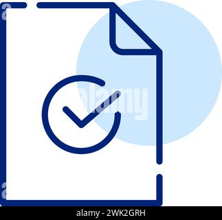 File and checkmark in circle. Pixel perfect, editable stroke Stock Vector