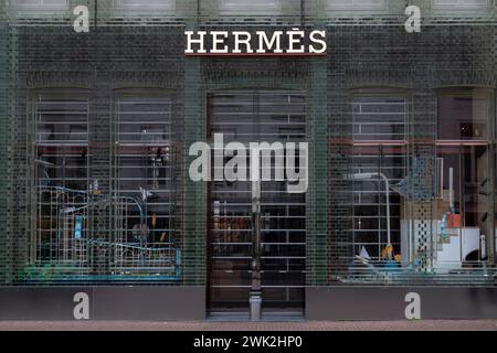Fashion house Hermès in the P.C.Hooftstraat, the most luxurious shopping street in the Netherlands. Stock Photo