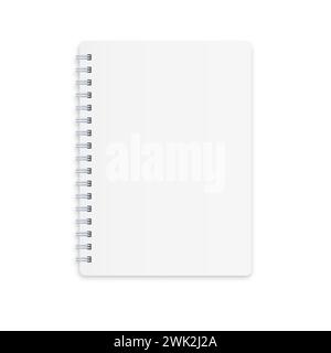 White notebook on a white background .Paper mocap for inscription .Business diary .Vector ,Illustration. Stock Vector