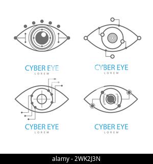 Eye Scanner Logo .Cyber eye on a white background .Electronic nanotechnology .Technologies of the future .Vector illustration . Stock Vector