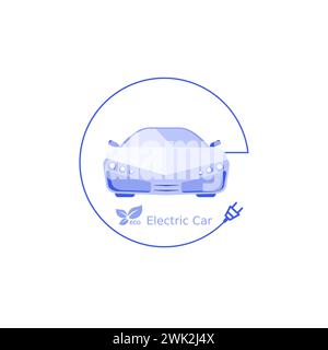 Logo electric car .Technologies of the future . Line electric car Icons . Charging a car through a battery . Stock Vector
