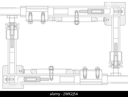 Technical drawing background .Mechanical Engineering drawing .Parts for industrial construction.Vector illustration . Stock Vector