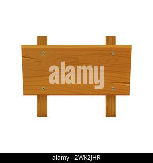 Wooden sign, brown empty board with space for information, signage vector illustration Stock Vector