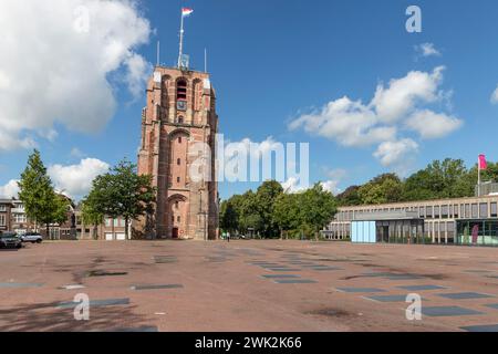 Leaning tower Oldehove in the center of Leeuwarden in Friesland. Stock Photo