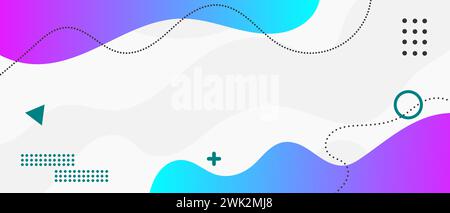 Simple modern template banner with blue and purple gradient. Abstract colorful design background of geometric and liquid shapes Stock Vector