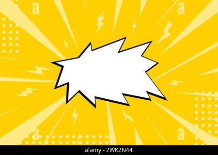 Pop Comic art background empty speech bubble. Cartoon explosion blank template on yellow background Stock Vector