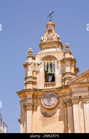 Bell tower of St. Paul's Cathedral in Mdina (Malta) Stock Photo